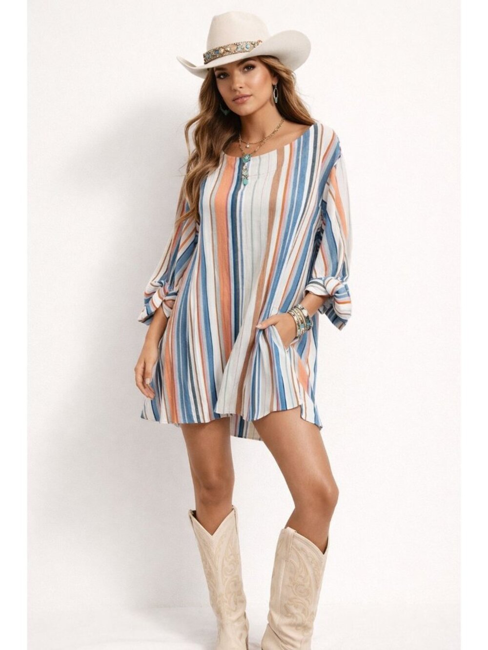 Uncle Frank Striped Boho Dress S Multicolor Asymetrical Handkerchief Hem Resort